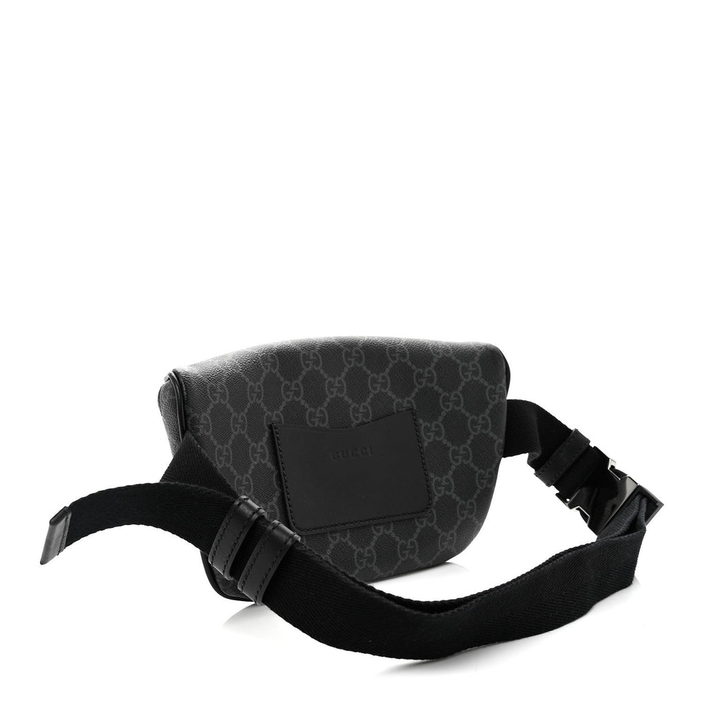 Gucci GG Supreme Monogram Emblem Calfskin Small Belt Bag Black Grey