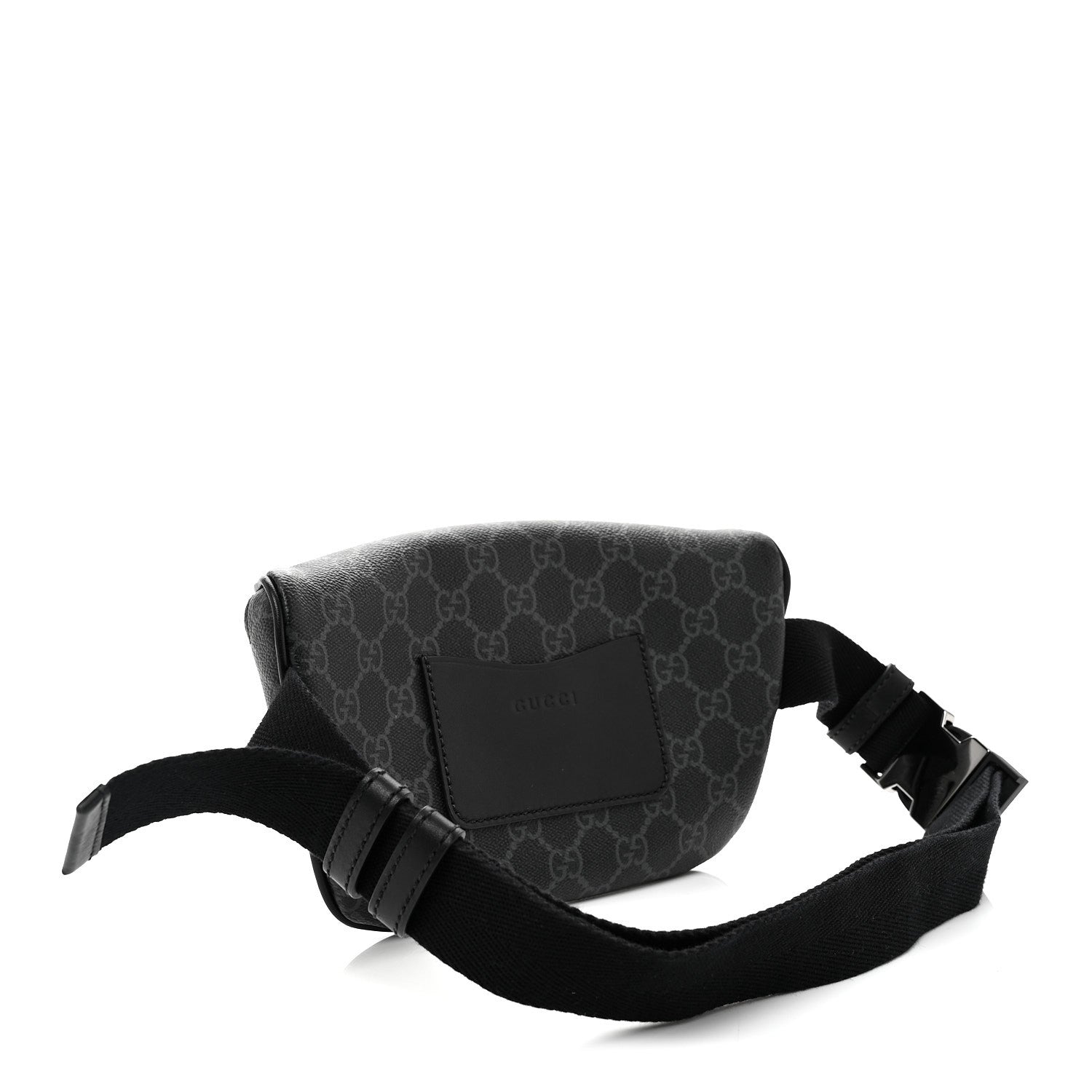 Gucci GG Supreme Monogram Emblem Calfskin Small Belt Bag Black Grey