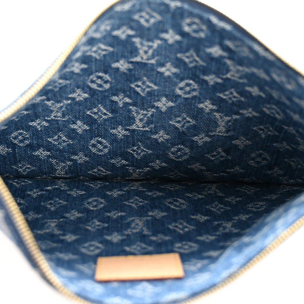 Louis Vuitton Denim Monogram Carryall MM Pochette Blue