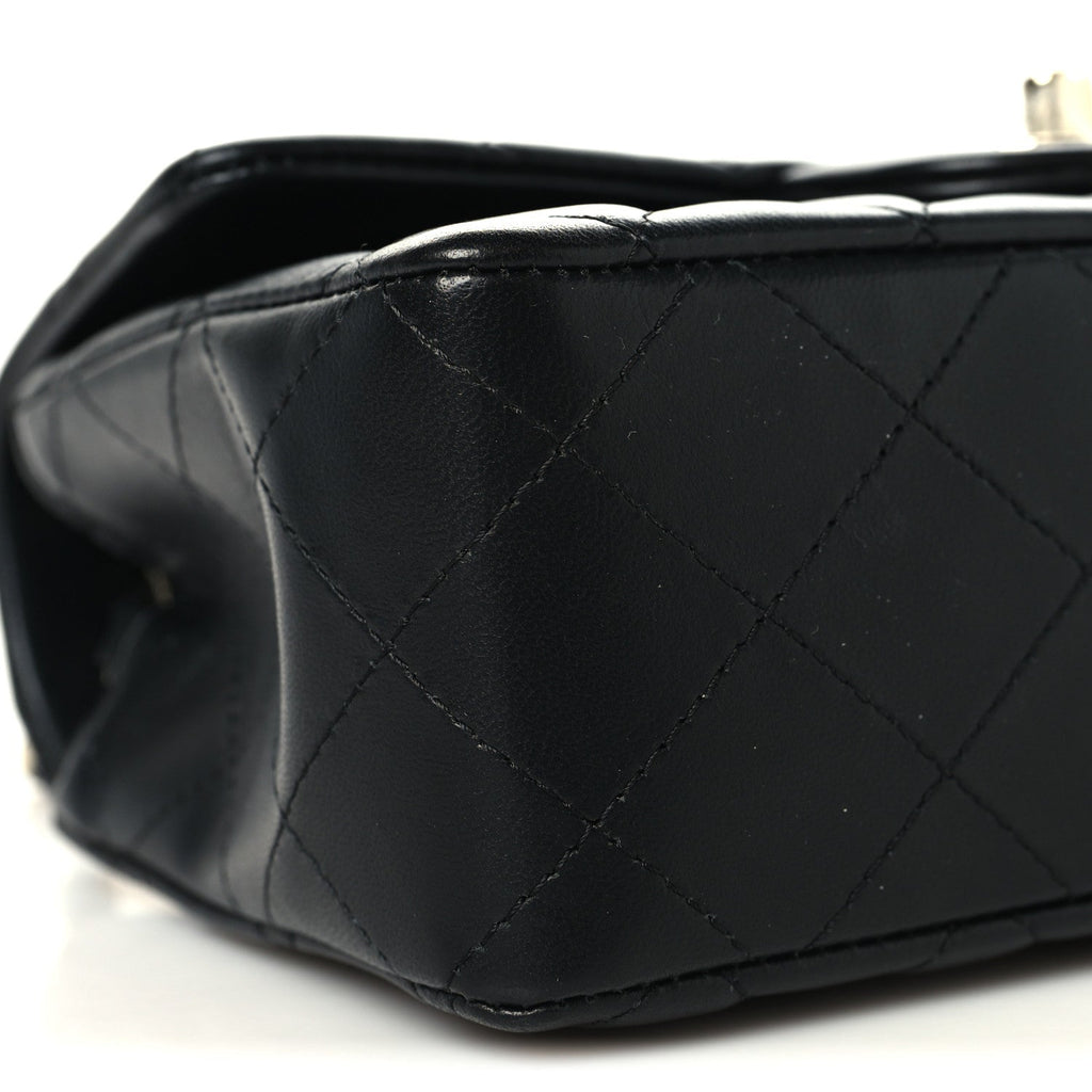 Chanel Lambskin Quilted Mini Rectangular Flap Black