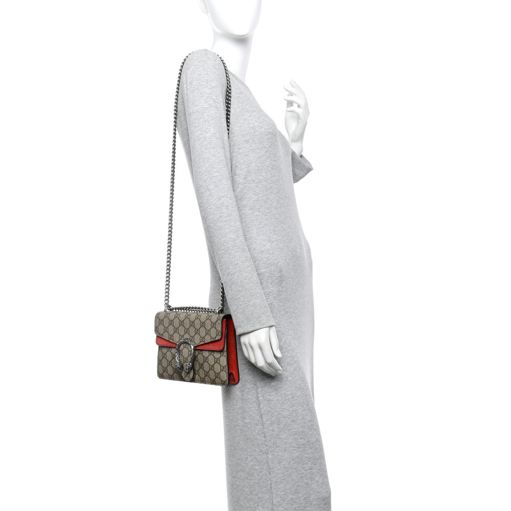 Gucci GG Supreme Monogram Mini Dionysus Shoulder Bag Hibiscus Red