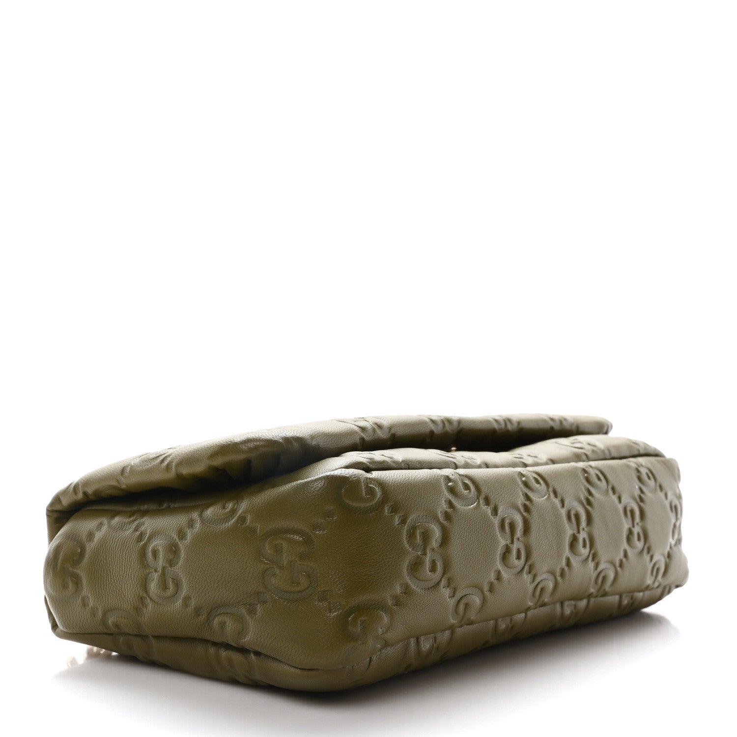 Gucci Lambskin Embossed Mini GG Milano Top Handle Shoulder Bag Green