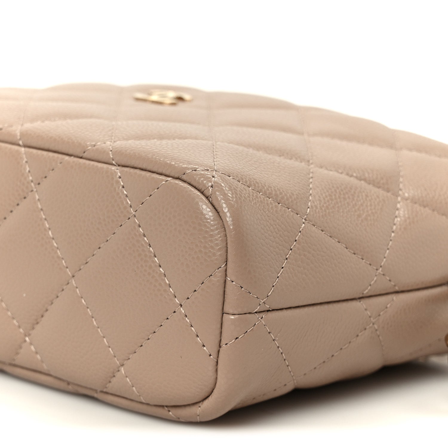 Chanel Caviar Quilted Hobo Clutch With Chain Dark Beige