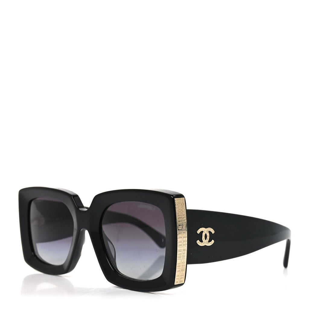 Acetate Rectangle Sunglasses 5435-A Black