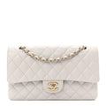 Chanel Caviar Quilted Medium Double Flap Light Grey
