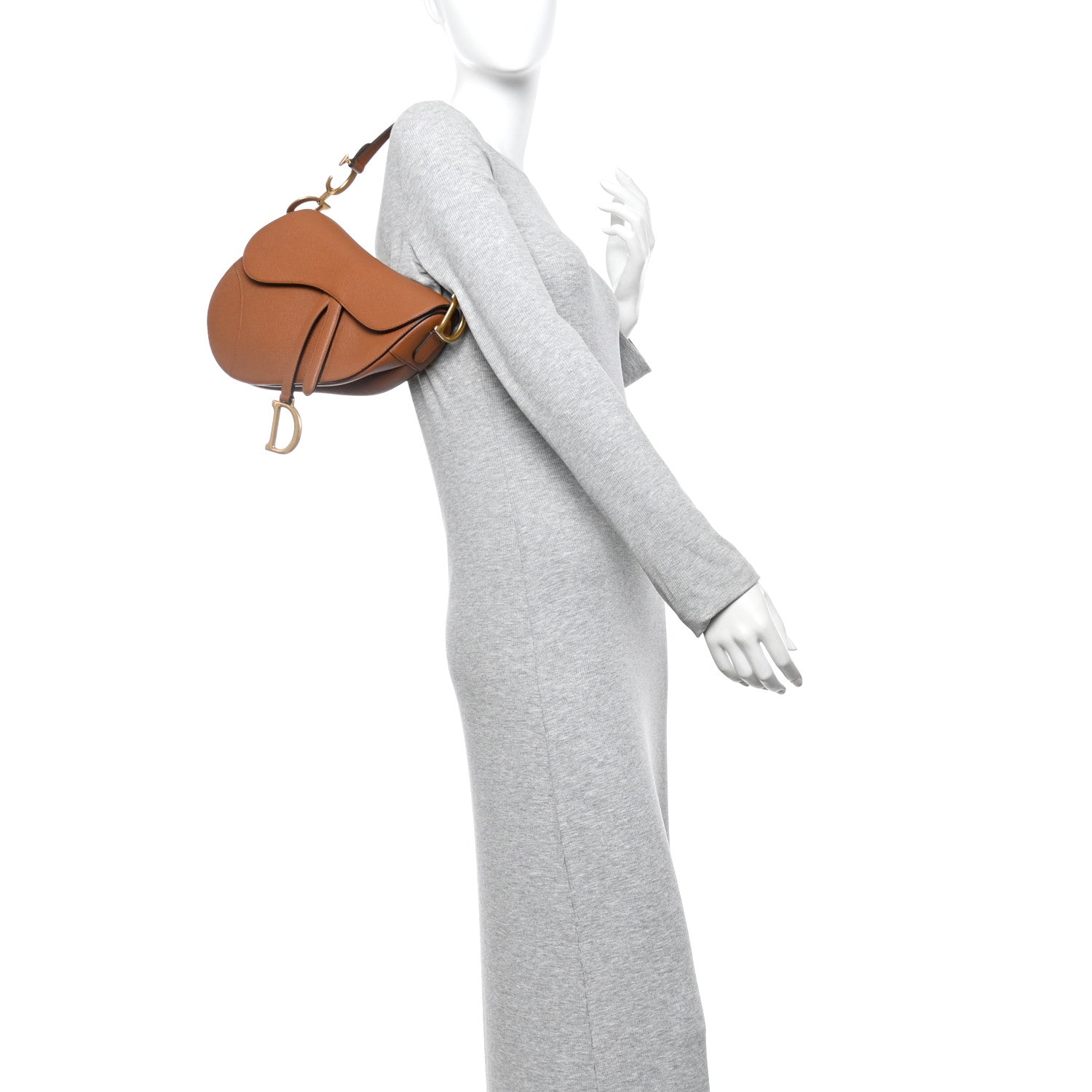 Christian Dior Grained Calfskin Saddle Bag Golden Saddle