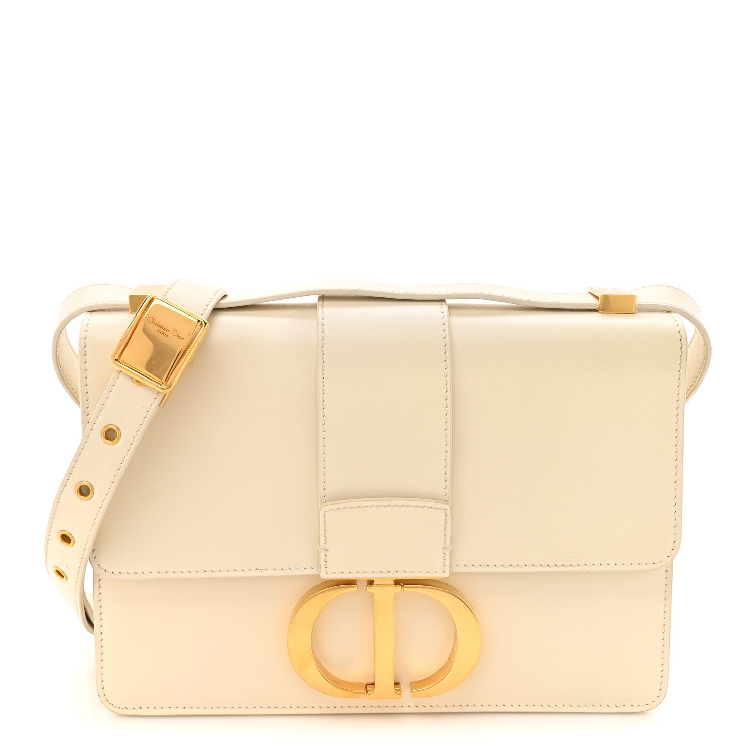 Christian Dior Box Calfskin 30 Montaigne Flap Bag Latte