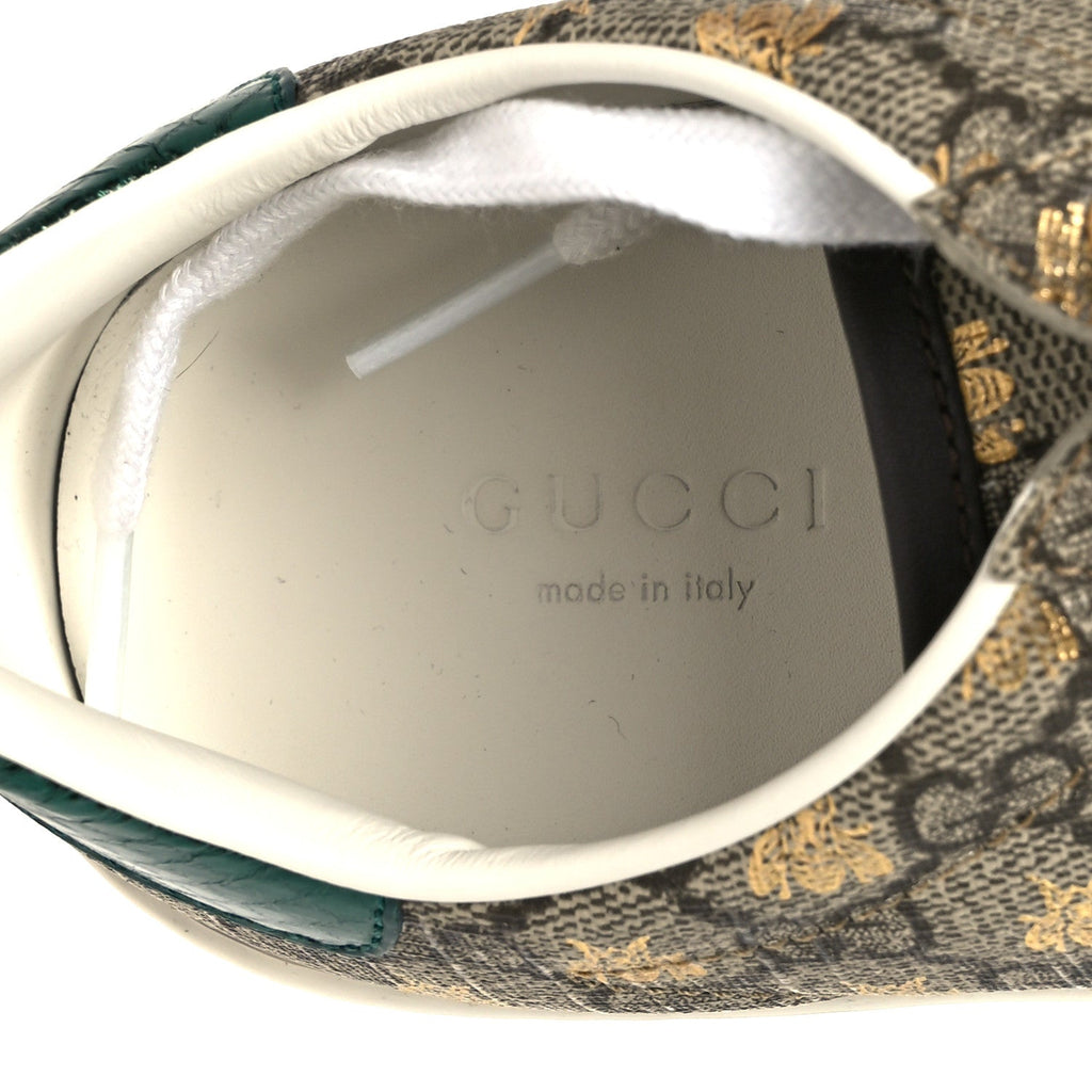 Gucci GG Supreme Monogram Bees Ayers Web Womens Ace Sneakers 37 Beige Oro Green Red