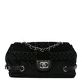 Chanel Velvet Checkered Flap Bag Black
