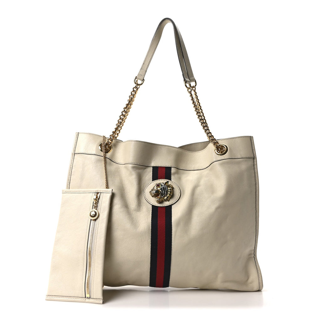 Gucci Calfskin Large Rajah Chain Tote White