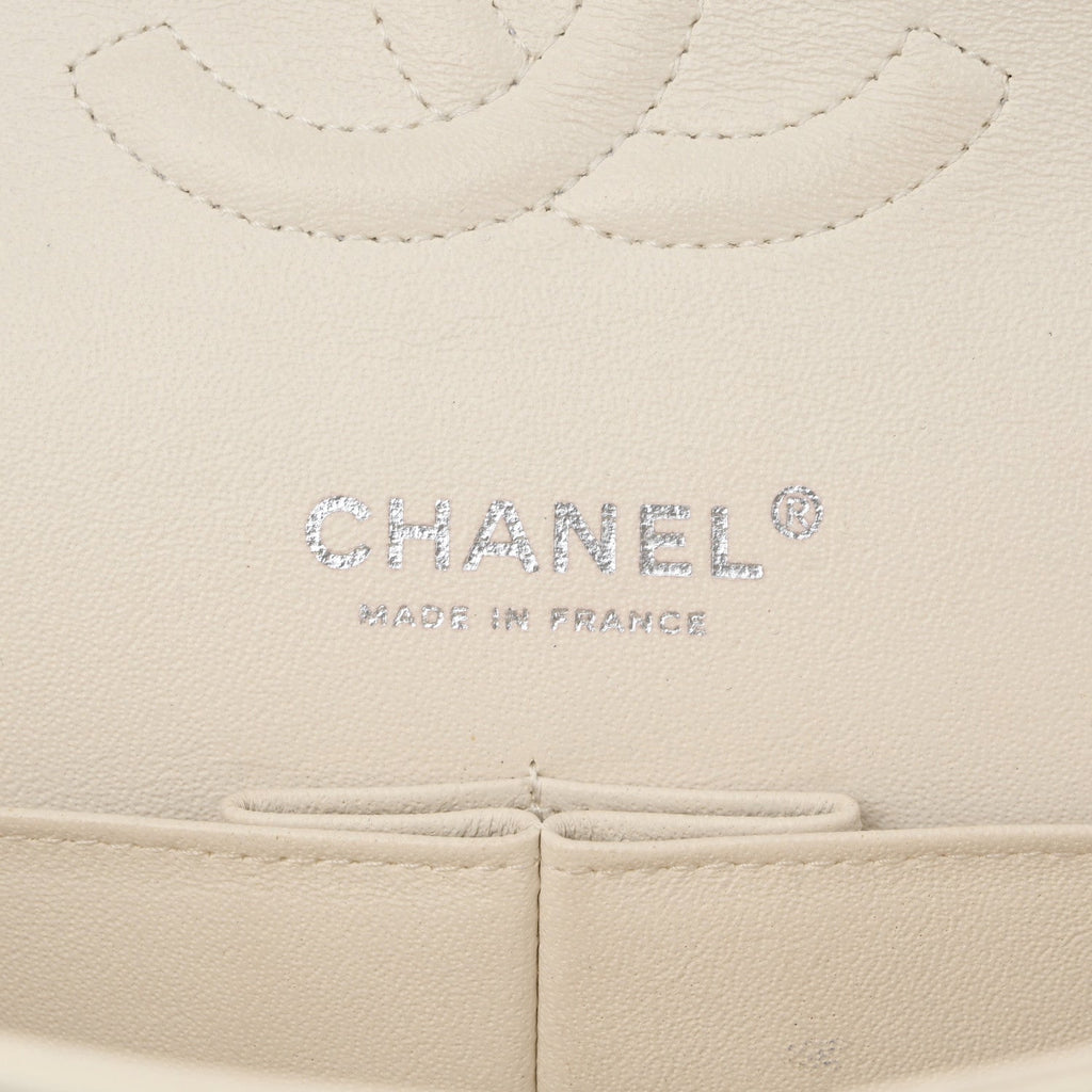 Chanel Crumpled Calfskin Quilted Medium Double Flap White