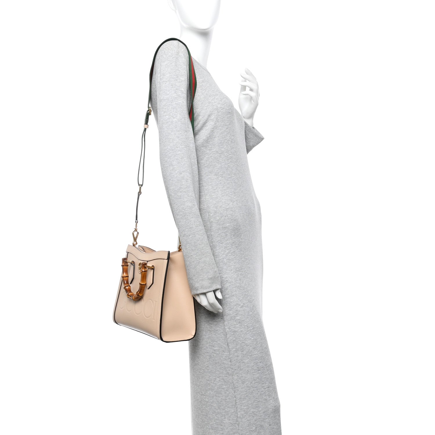 Gucci Calfskin Gucci Embossed Small Diana Tote Bag Pink