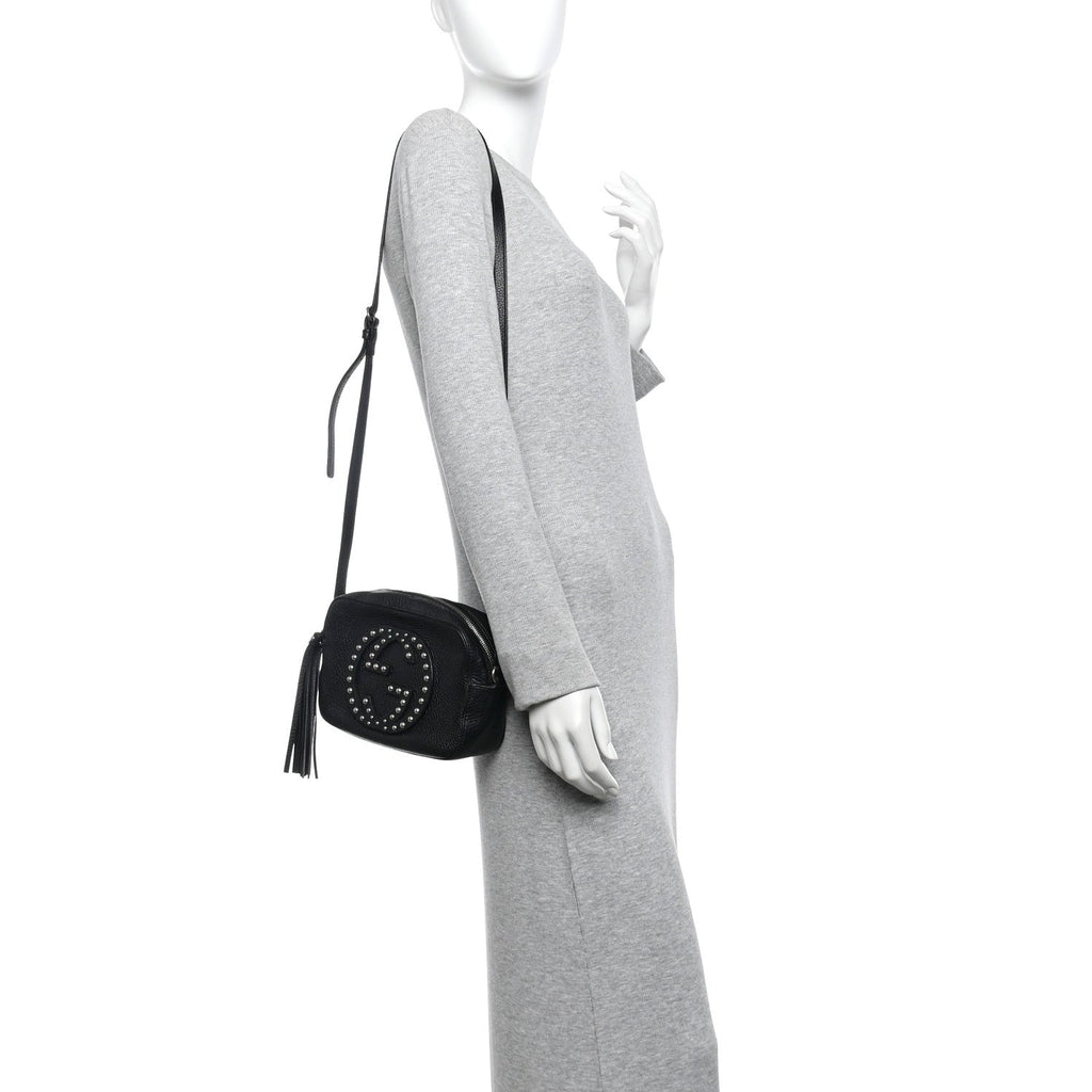 Gucci Pebbled Calfskin Studded Small Soho Disco Bag Black