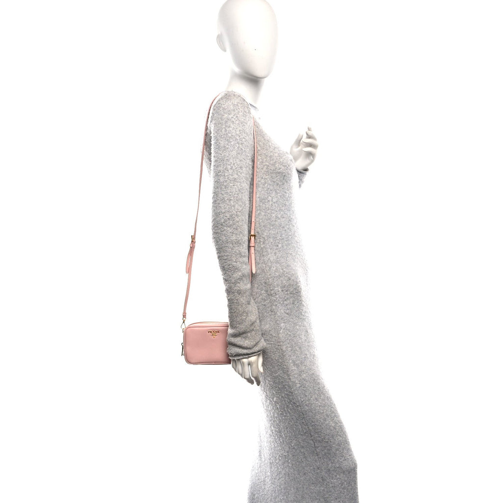 Prada Saffiano Lux Mini Camera Crossbody Bag Orchidea