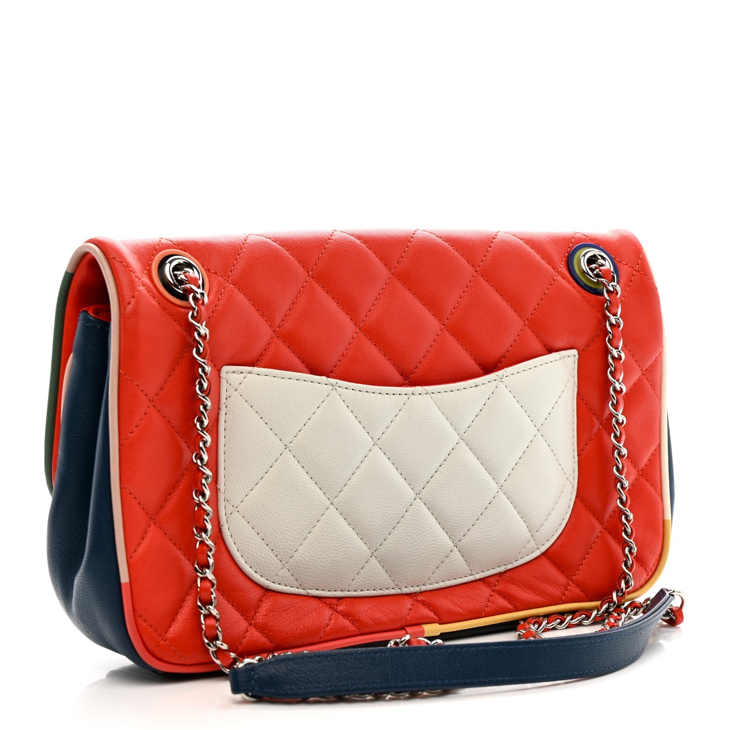 Chanel Lambskin Plexiglass Quilted Medium Cuba Color Flap Red Multicolor