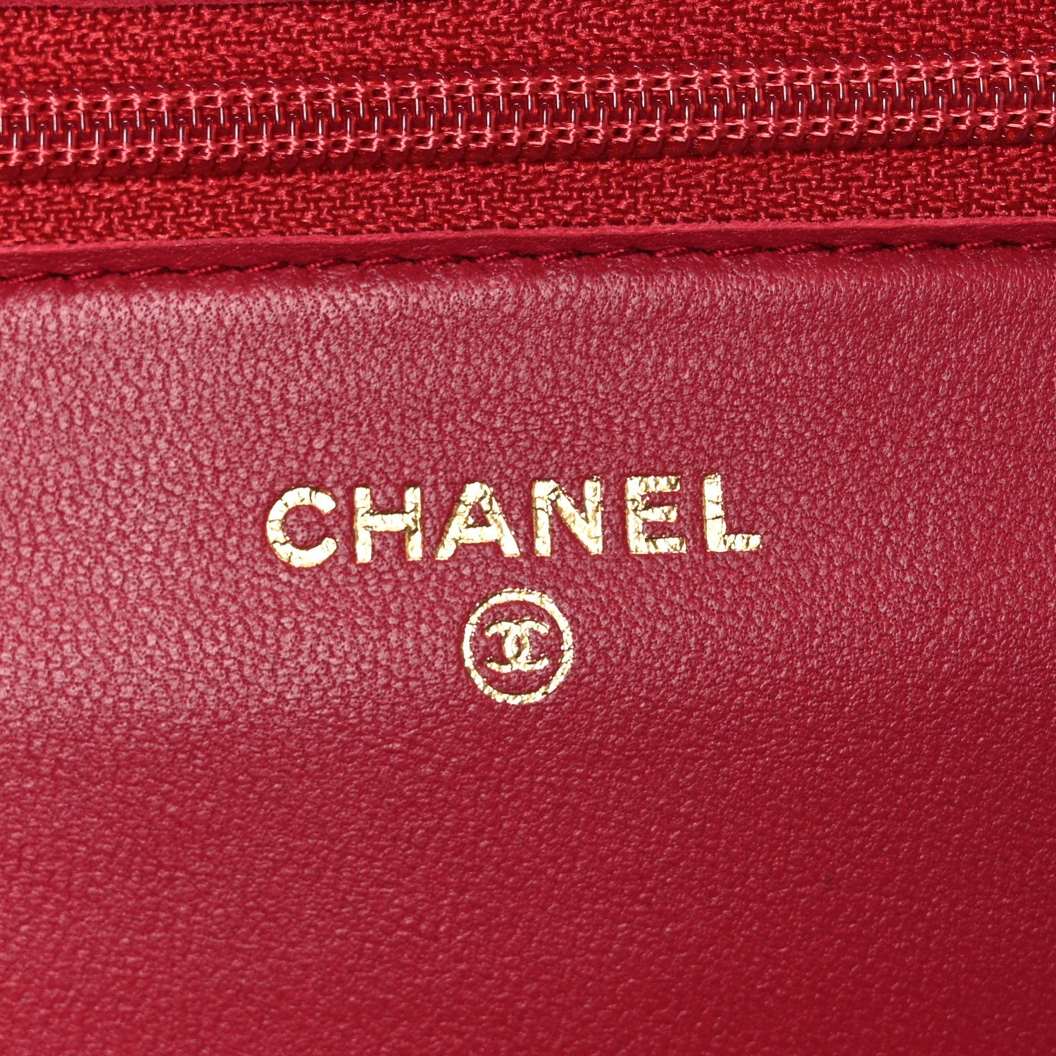 Chanel Lambskin Quilted Wallet On Chain WOC Dark Pink