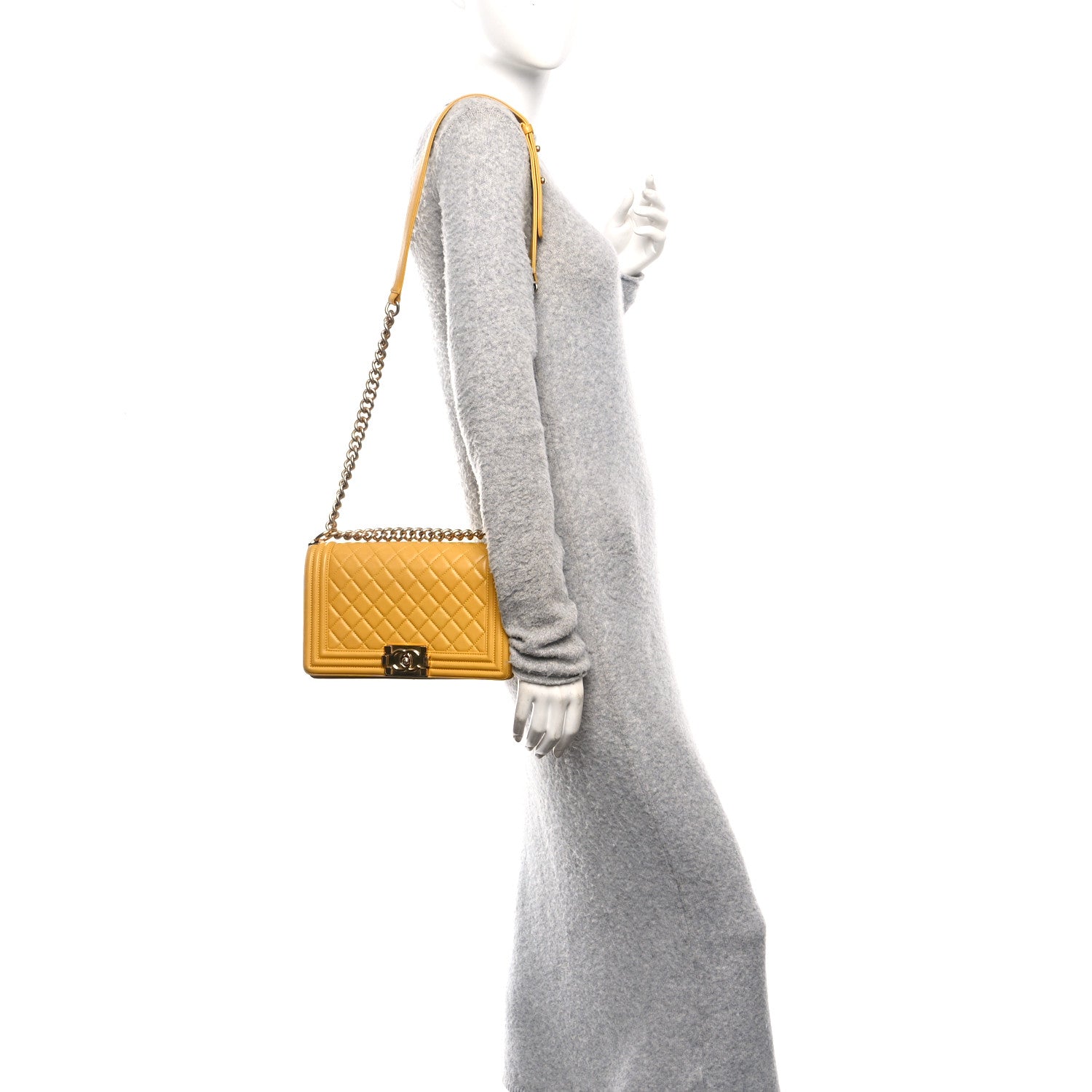 Chanel Lambskin Quilted Medium Boy Flap Yellow