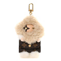 Louis Vuitton Calfskin Mink Fur Vivienne Bag Charm Key Holder White