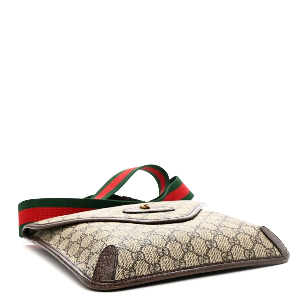 Gucci GG Supreme Monogram Web Medium Neo Vintage Flap Messenger Bag Beige New Acero