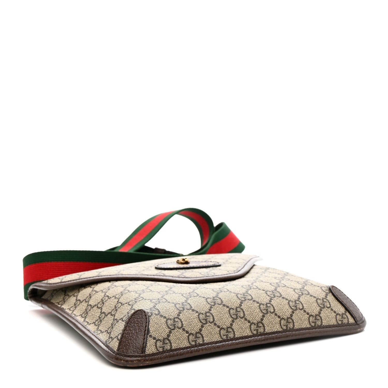 Gucci GG Supreme Monogram Web Medium Neo Vintage Flap Messenger Bag Beige New Acero