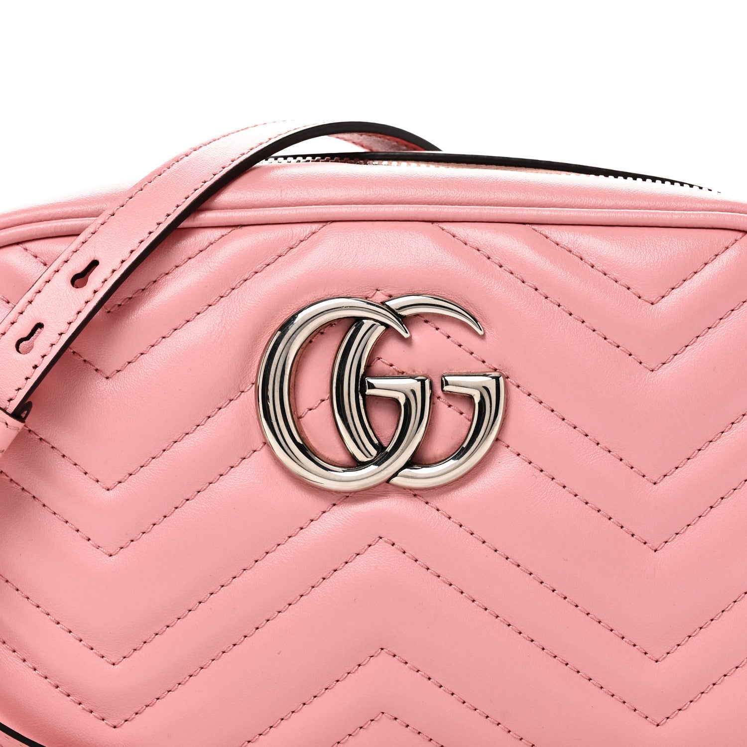 Gucci Calfskin Matelasse Small GG Marmont Chain Shoulder Bag Wild Rose