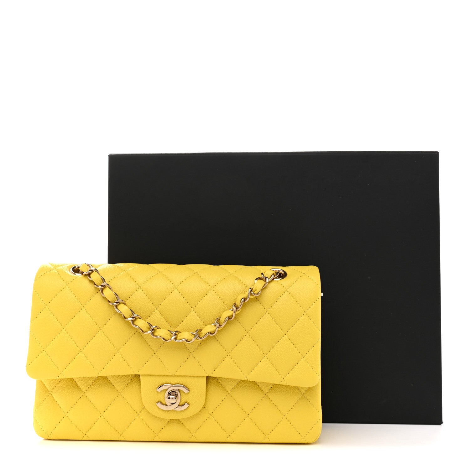 Chanel Caviar Quilted Medium Double Flap Yellow