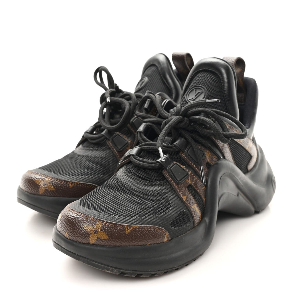 Louis Vuitton Calfskin Patent Monogram LV Archlight Sneakers 37.5 Black