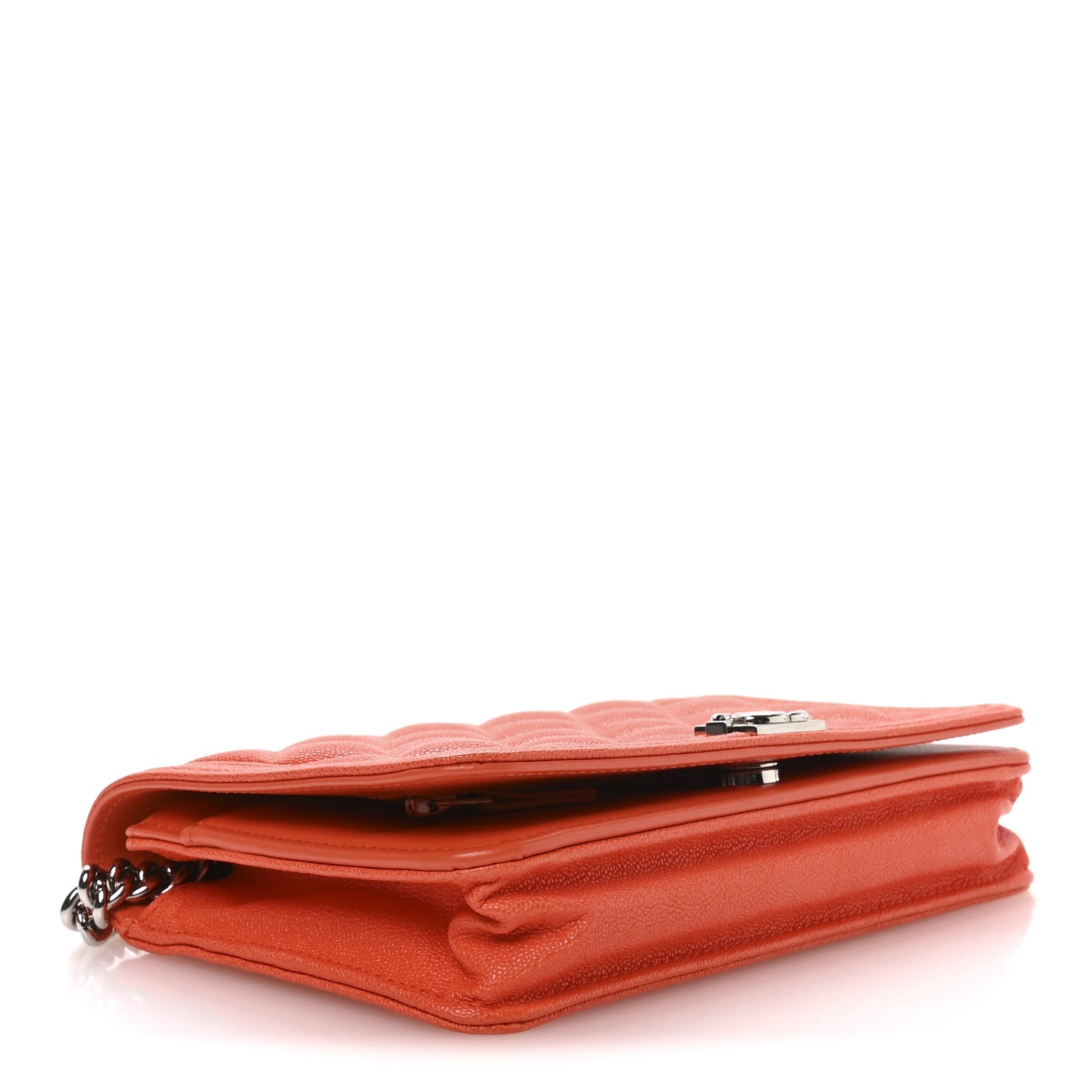Chanel Caviar Quilted Boy Wallet On Chain WOC Orange