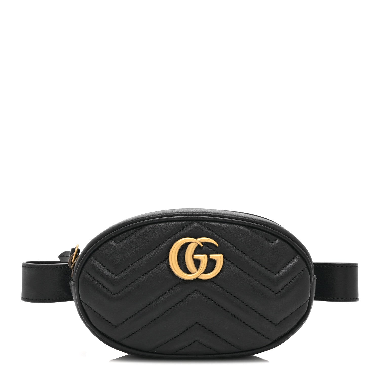 Gucci Calfskin Matelasse GG Marmont Belt Bag 85 34 Black