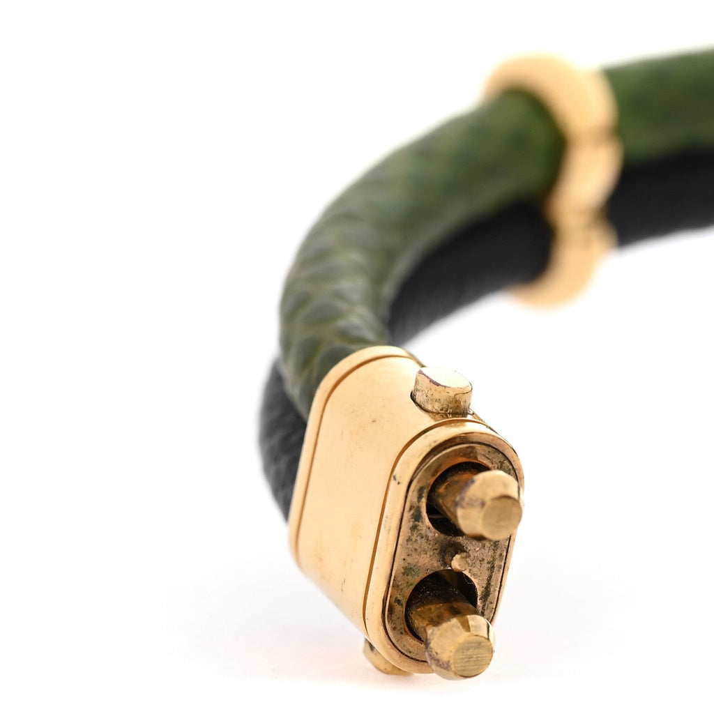 Louis Vuitton Snakeskin Keep It Twice Bracelet Blue Green