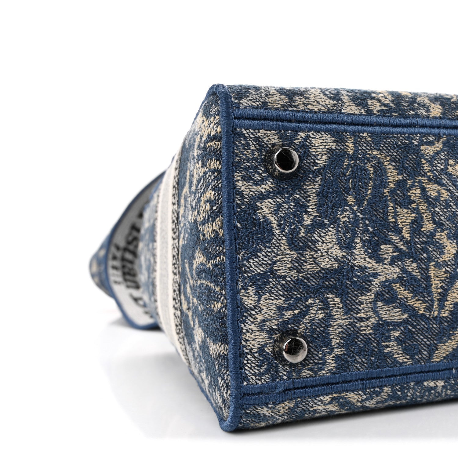Christian Dior Canvas Embroidered Brocart Medium Lady D-Lite Blue