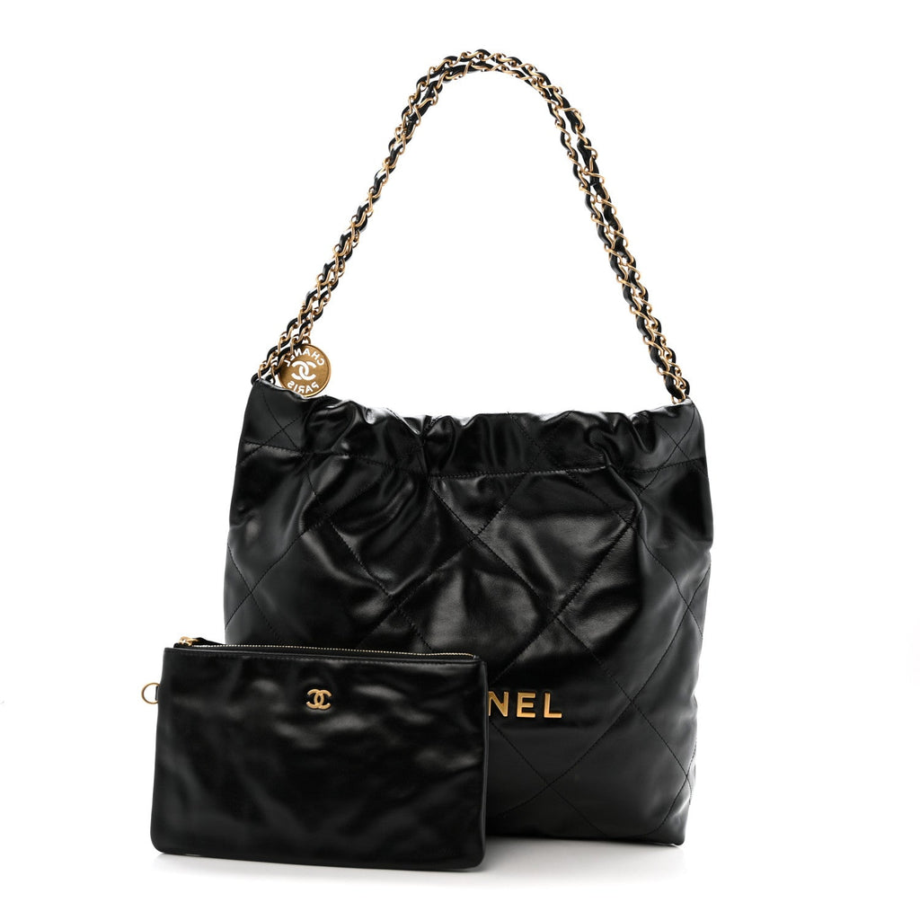 Chanel Shiny Calfskin Quilted Small Chanel 22 Black