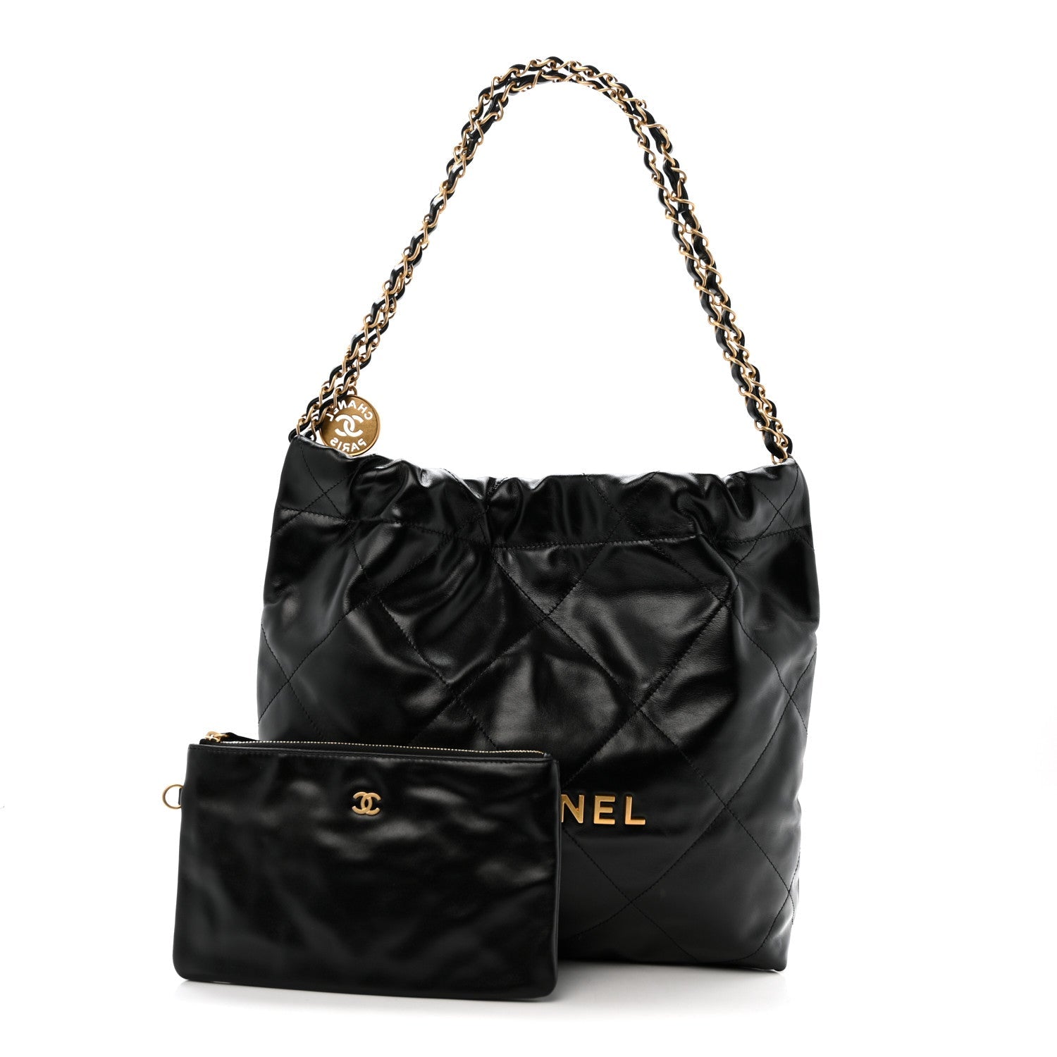 Chanel Shiny Calfskin Quilted Small Chanel 22 Black