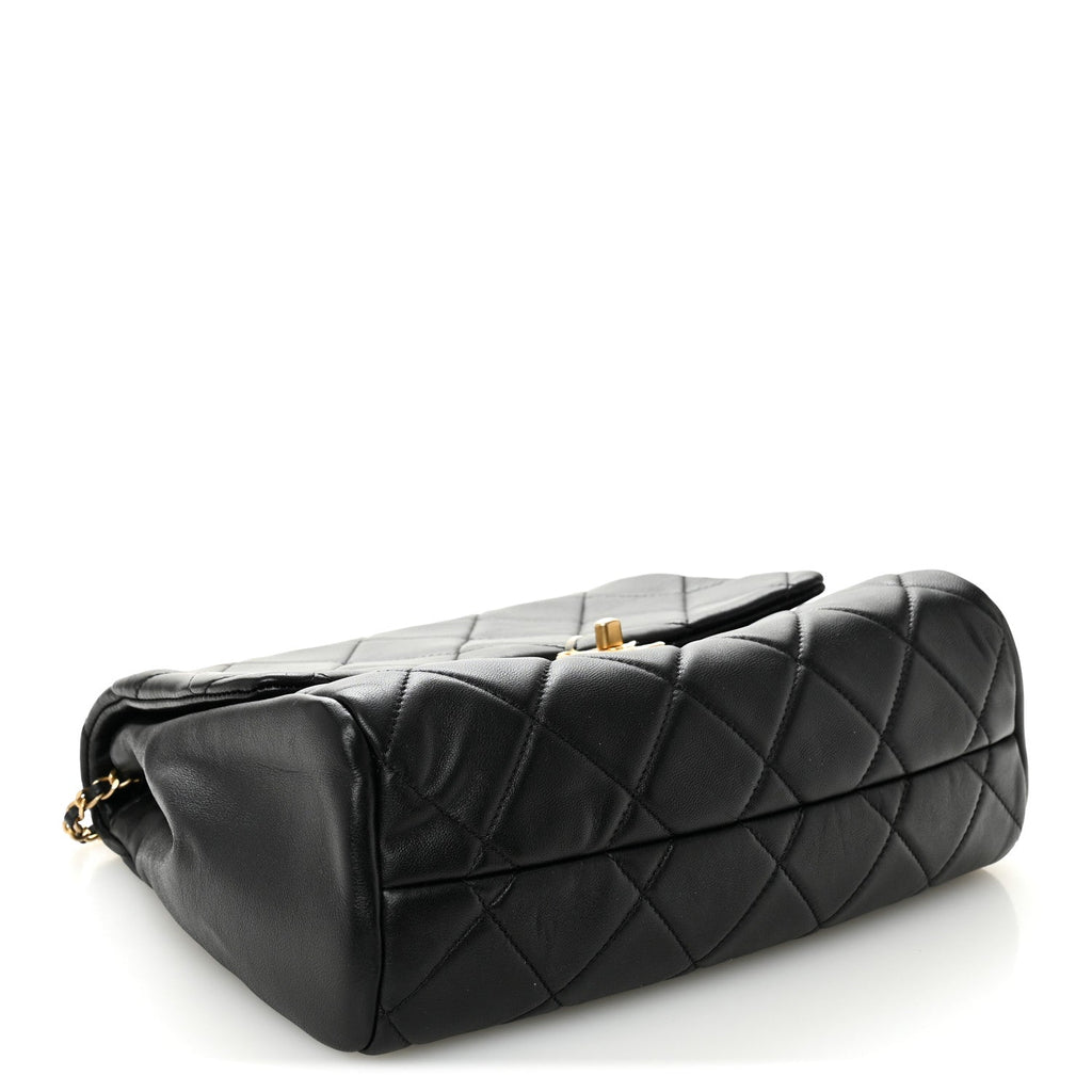 Chanel Lambskin Quilted Side Flap Black