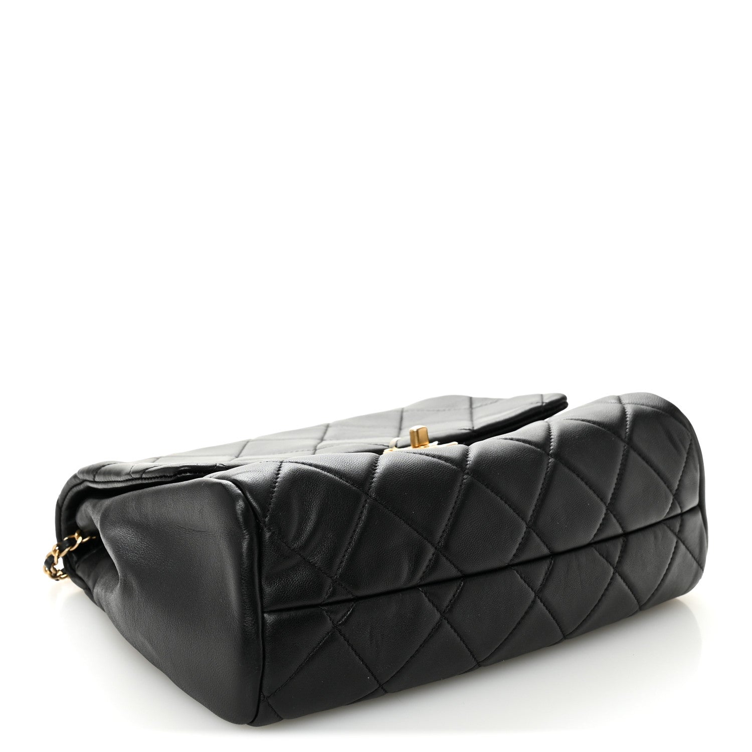 Chanel Lambskin Quilted Side Flap Black