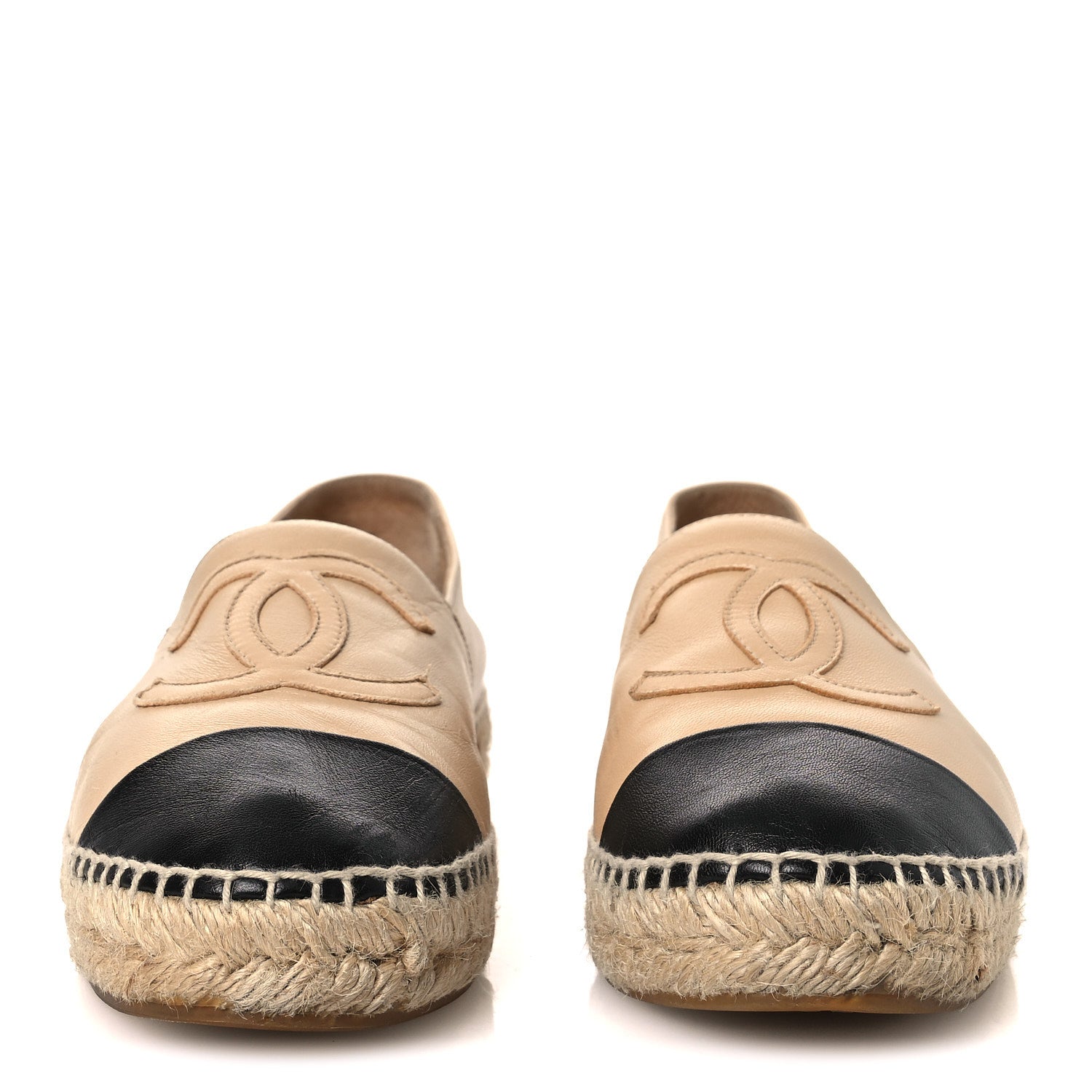 Lambskin CC Espadrilles 37 Beige Black