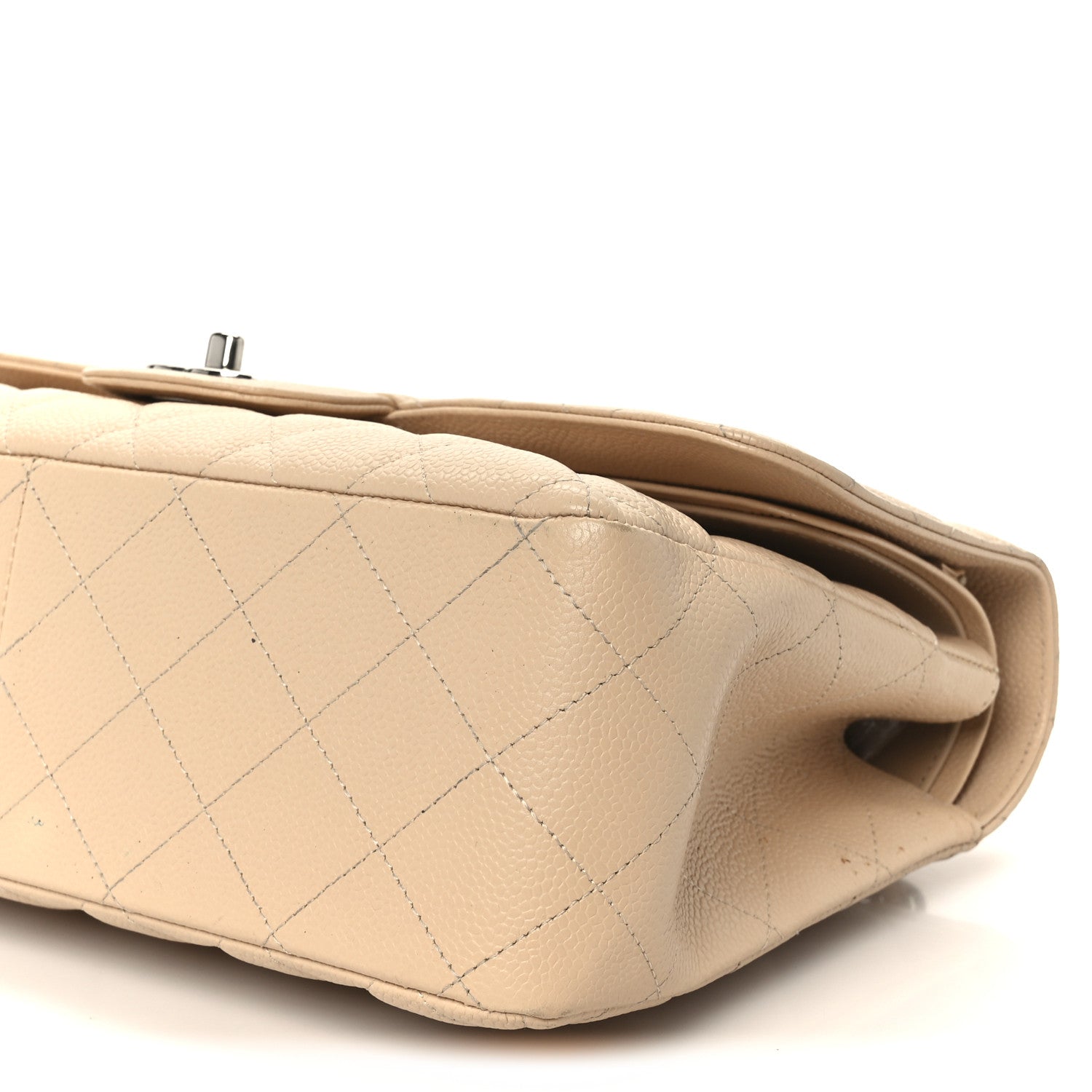 Chanel Caviar Quilted Jumbo Double Flap Beige