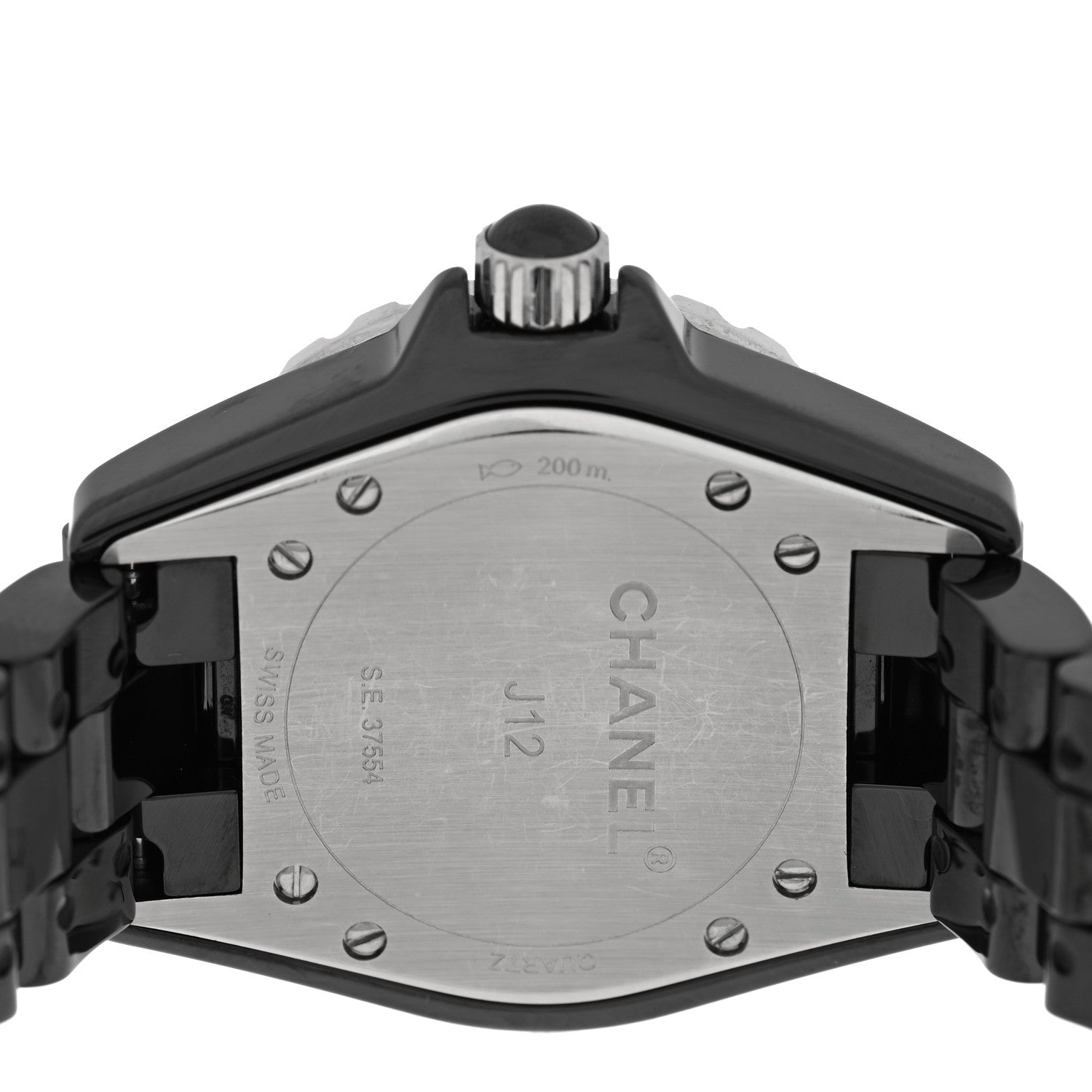 Chanel Stainless Steel Ceramic Diamond 33mm J12 Quartz Watch Black