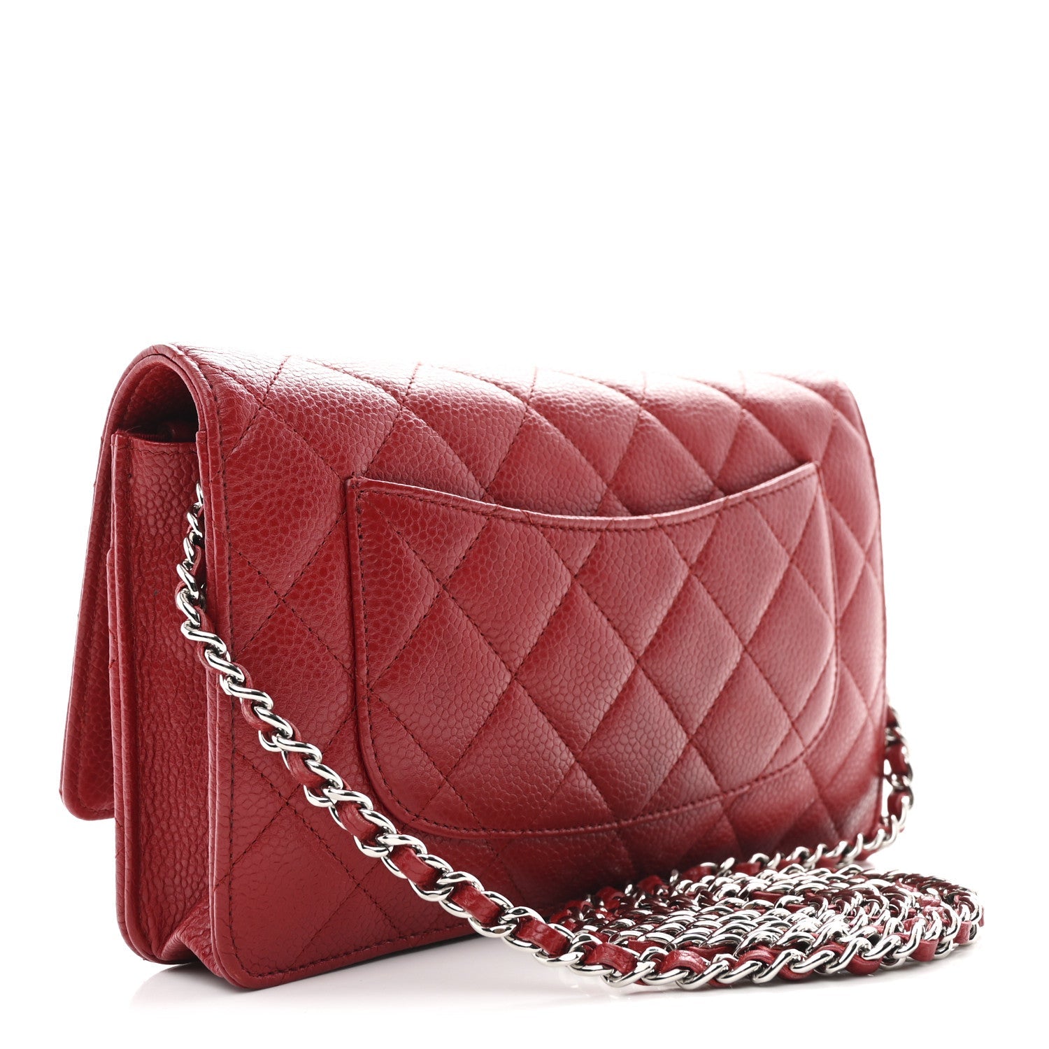 Chanel Caviar Quilted Wallet on Chain WOC Red