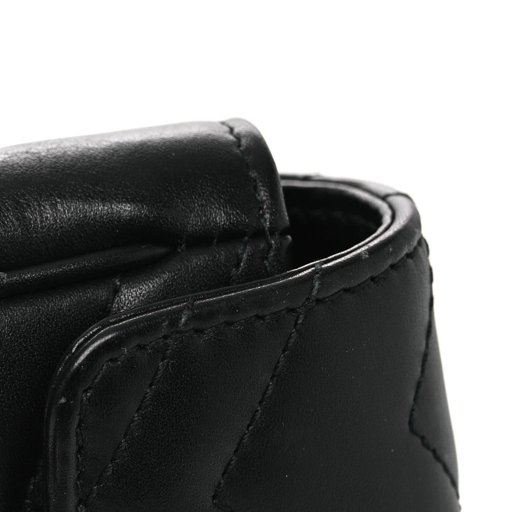 Gucci Calfskin Matelasse Super Mini GG Marmont Shoulder Bag Black