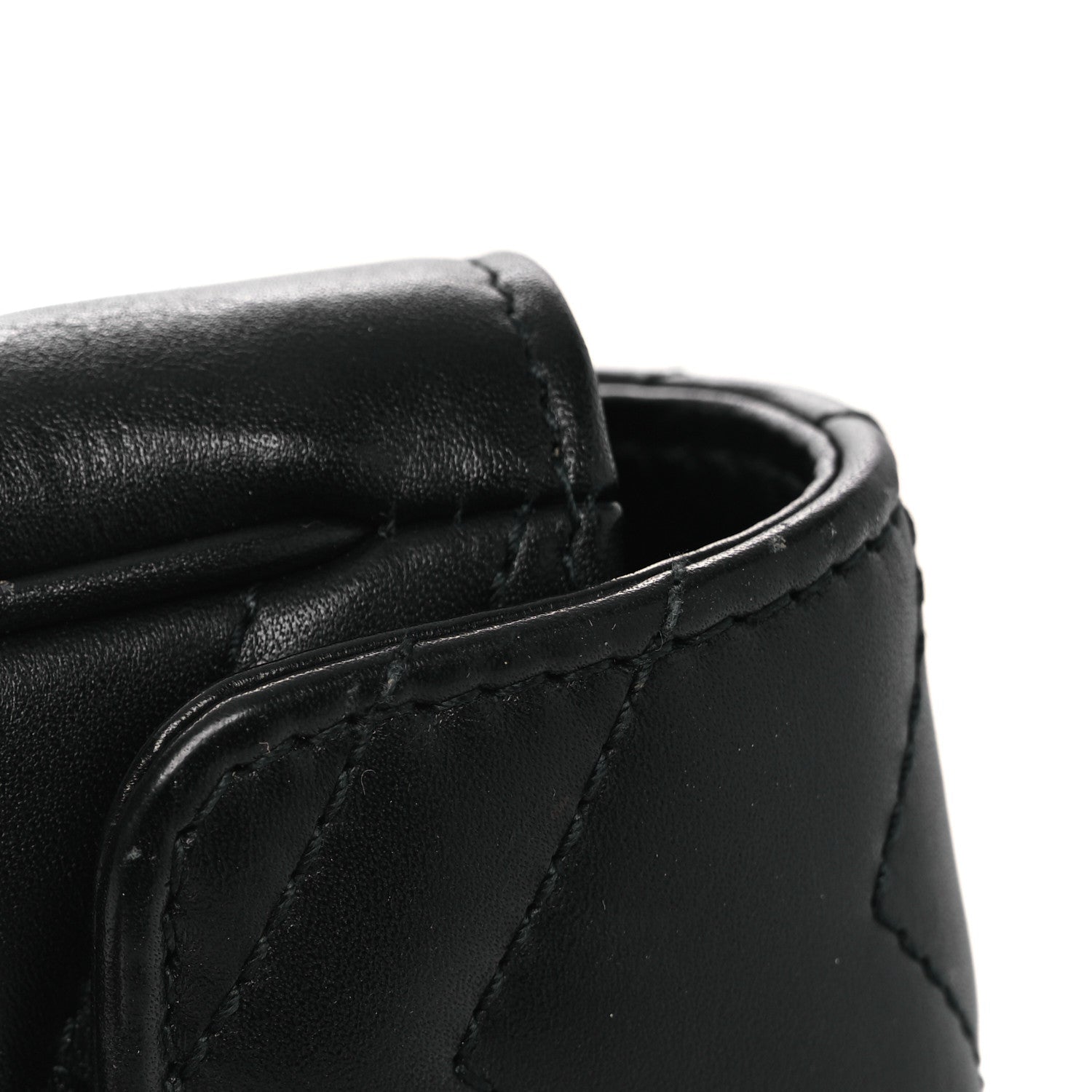Gucci Calfskin Matelasse Super Mini GG Marmont Shoulder Bag Black