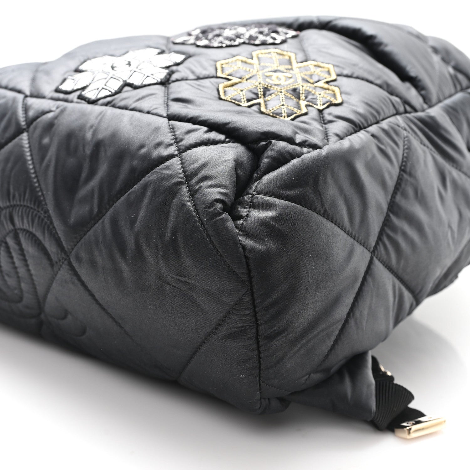 Chanel Nylon Tweed Quilted Small Coco Neige Snowflake Backpack Black