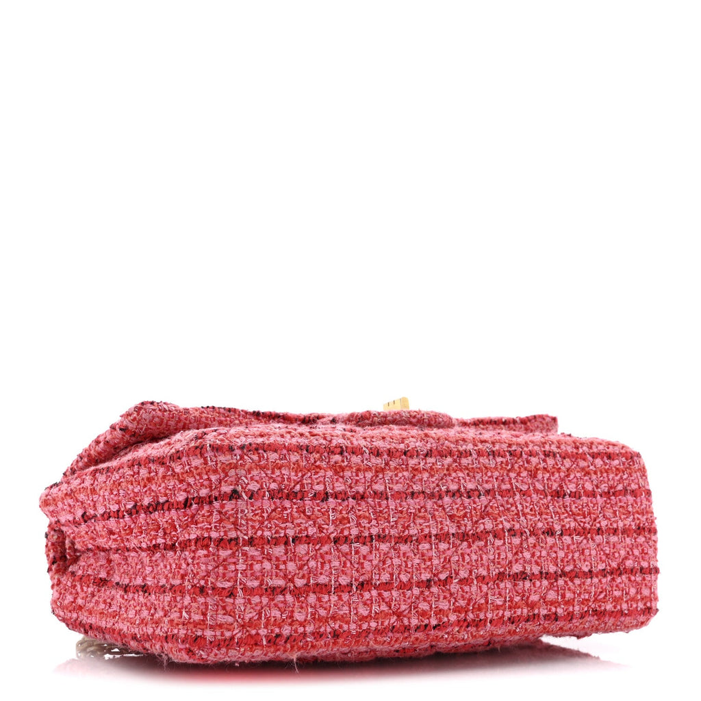 Chanel Tweed Quilted 2.55 Reissue 225 Flap  Red Pink Multicolor