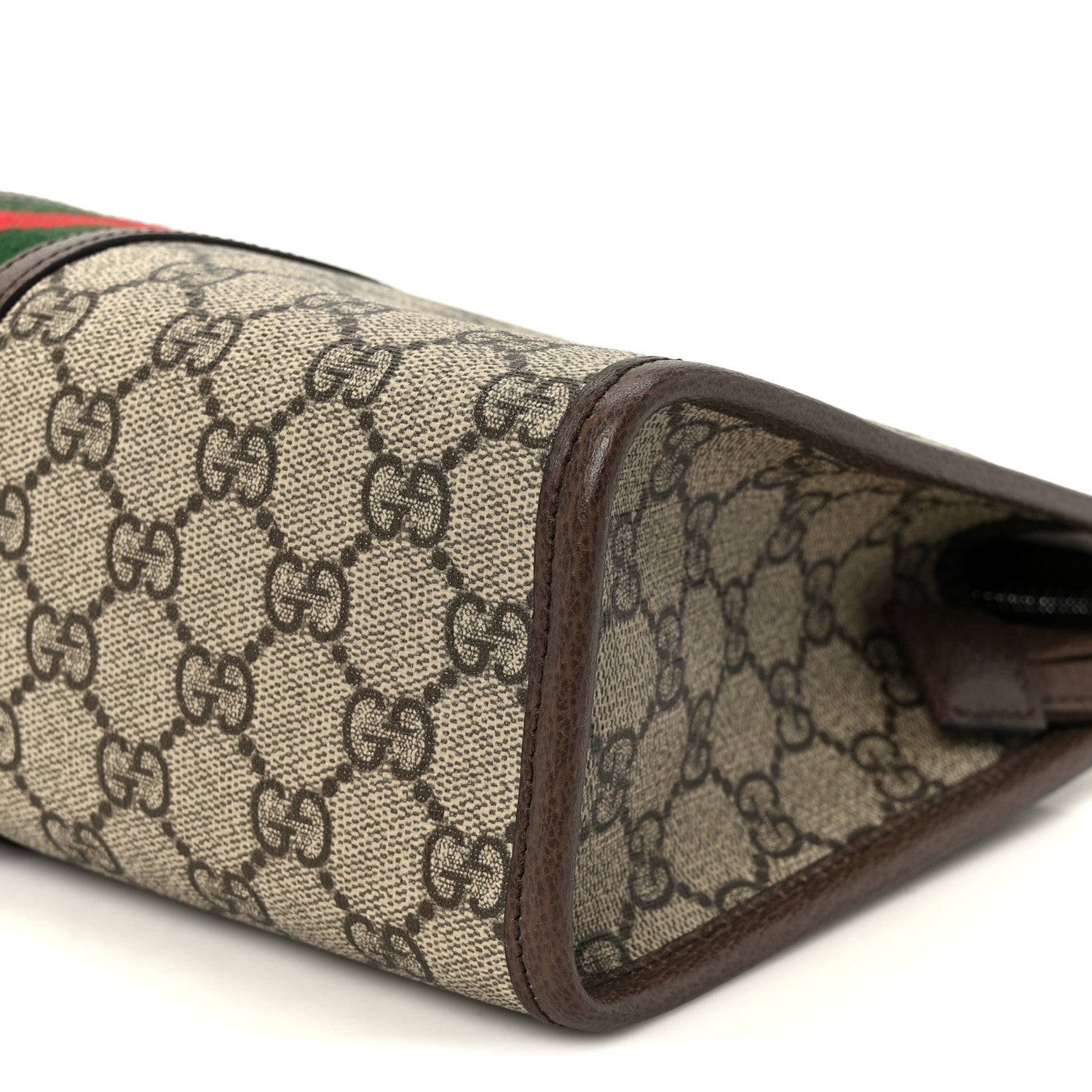 Gucci GG Supreme Monogram Web Ophidia GG Toiletry Case Beige New Acero