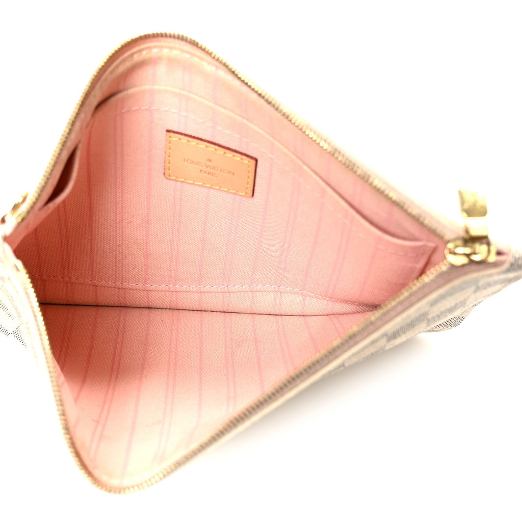Louis Vuitton Damier Azur Neverfull MM GM Pochette Rose Ballerine