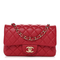 Chanel Lambskin Quilted Mini Rectangular Flap Dark Pink