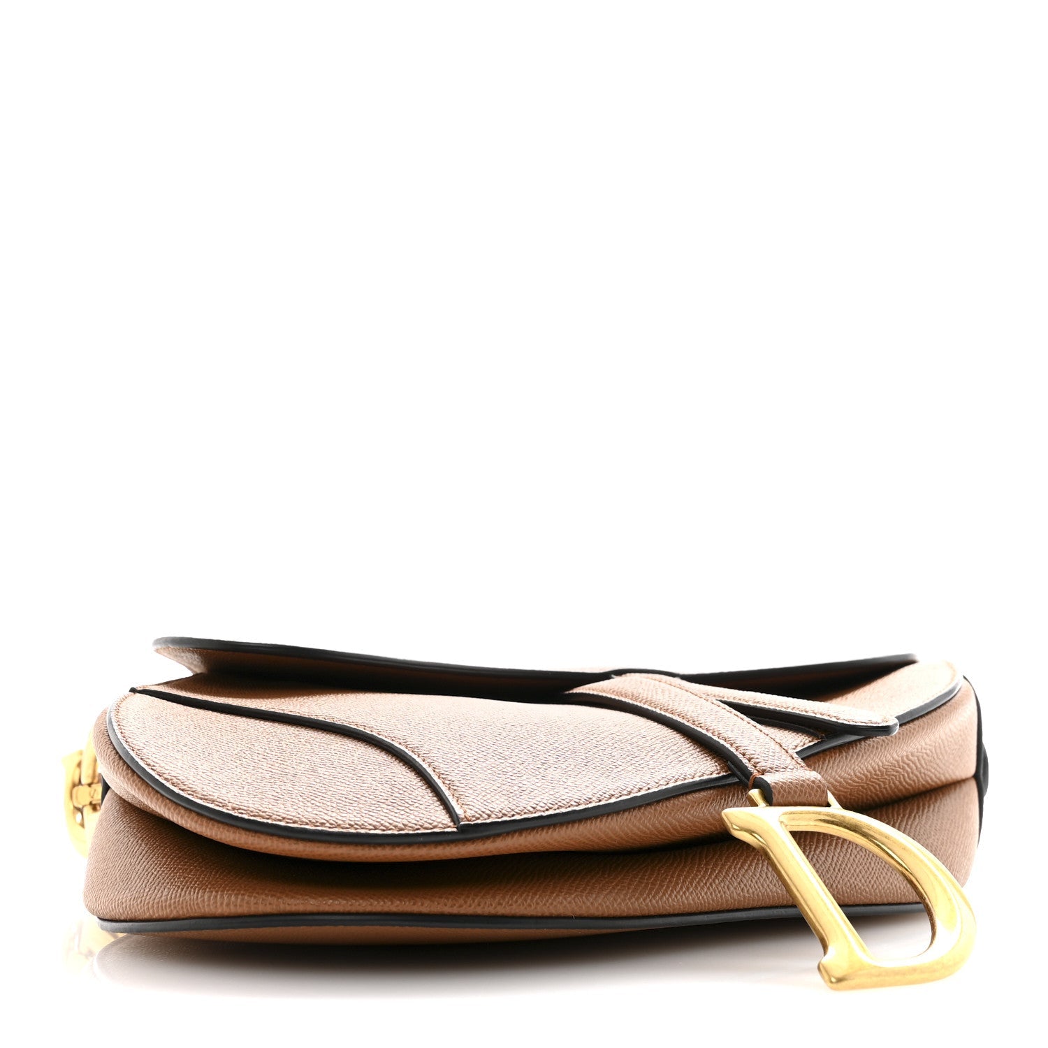 Christian Dior Grained Calfskin Saddle Bag Golden Saddle