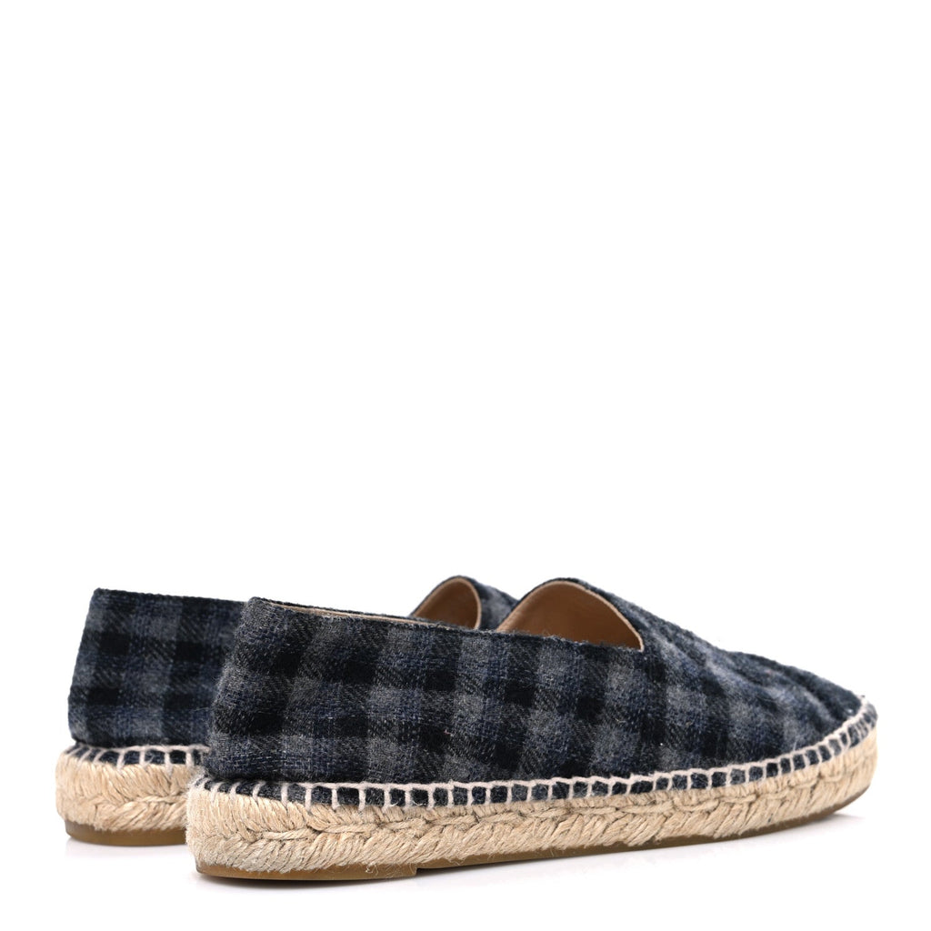 Plaid Fabric CC Espadrilles 38 Grey