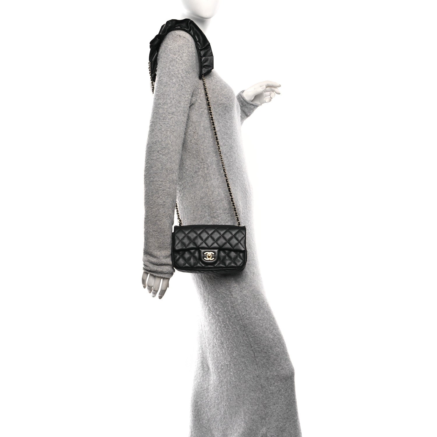 Chanel Lambskin Quilted Mini Romance Rectangular Flap Black