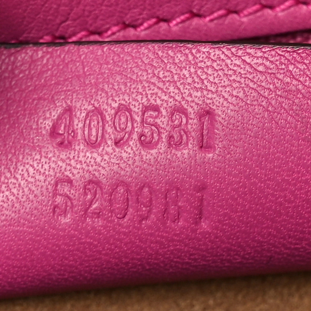 Gucci Calfskin Small Top Handle Bag Hibiscus Red New Rosette